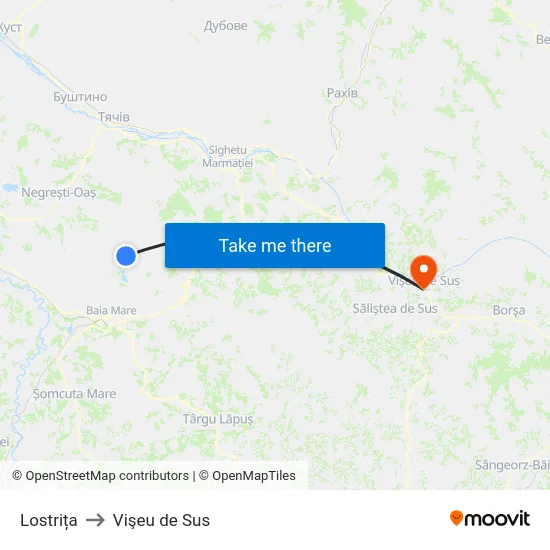 Lostrița to Vişeu de Sus map