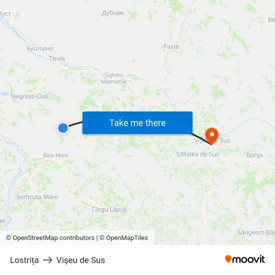 Lostrița to Vişeu de Sus map