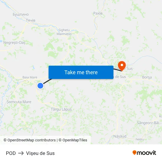 POD to Vişeu de Sus map