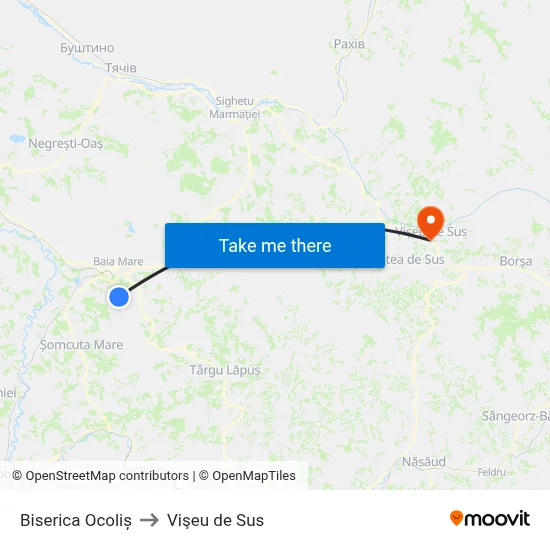 Biserica Ocoliș to Vişeu de Sus map