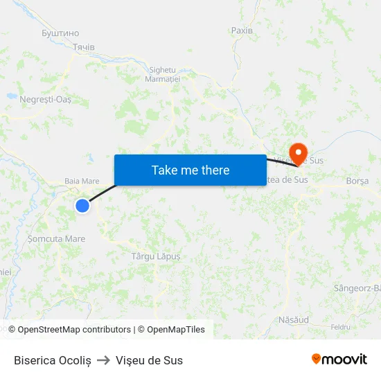 Biserica Ocoliș to Vişeu de Sus map