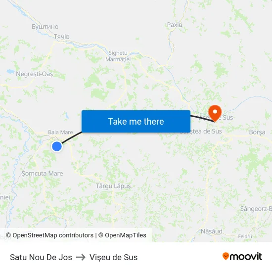 Satu Nou De Jos to Vişeu de Sus map