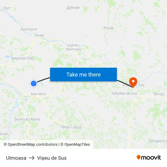 Ulmoasa to Vişeu de Sus map