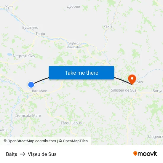 Băița to Vişeu de Sus map