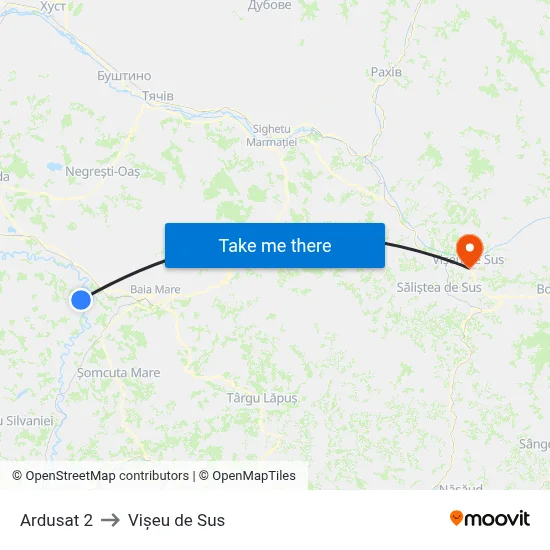 Ardusat 2 to Vișeu de Sus map