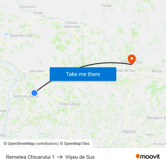 Remetea Chioarului 1 to Vișeu de Sus map
