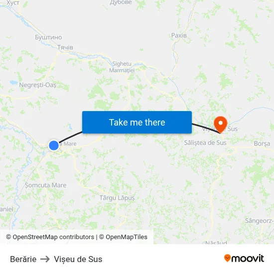 Berărie to Vișeu de Sus map