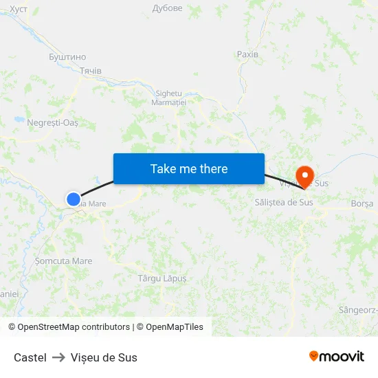 Castel to Vișeu de Sus map