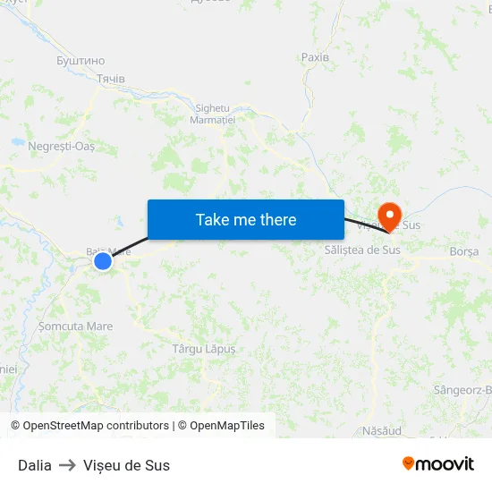 Dalia to Vișeu de Sus map