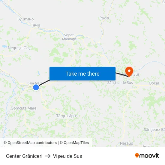 Center Grăniceri to Vișeu de Sus map