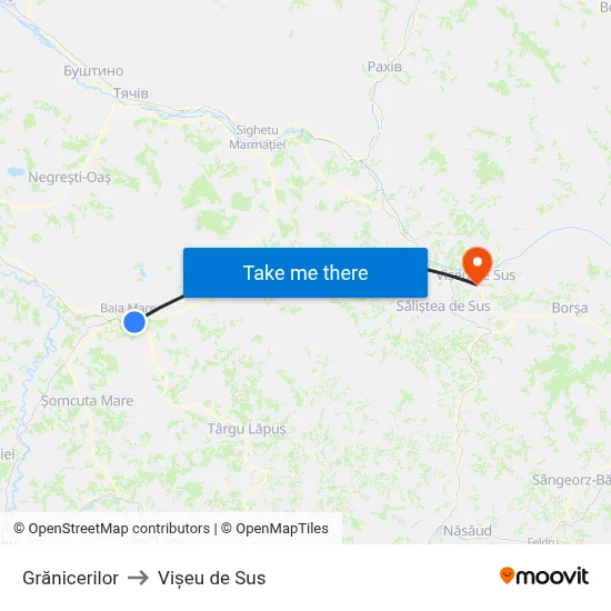 Grănicerilor to Vișeu de Sus map