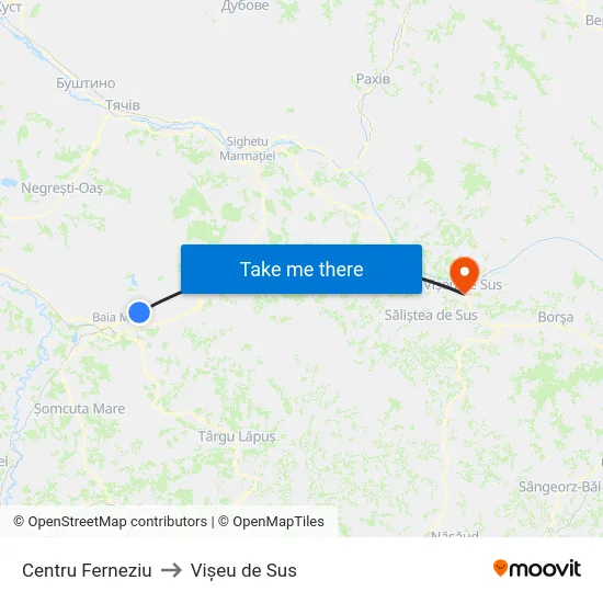 Centru Ferneziu to Vișeu de Sus map