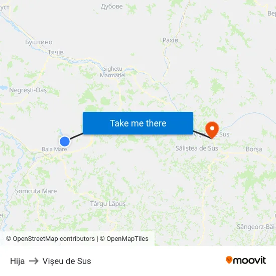 Hija to Vișeu de Sus map