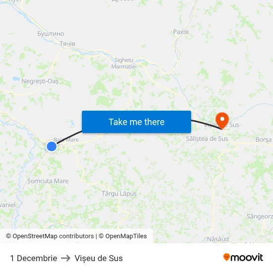 1 Decembrie to Vișeu de Sus map