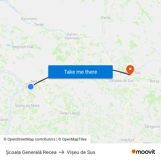 Școala Generală Recea to Vișeu de Sus map