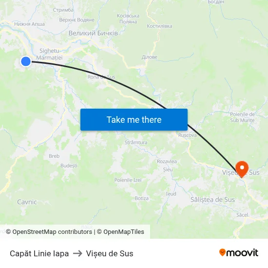 Capăt Linie Iapa to Vișeu de Sus map