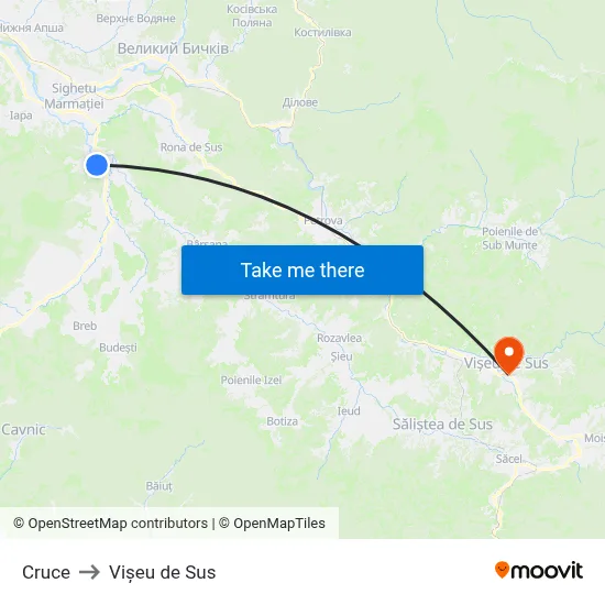 Cruce to Vișeu de Sus map