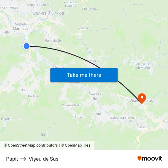 Papit to Vișeu de Sus map