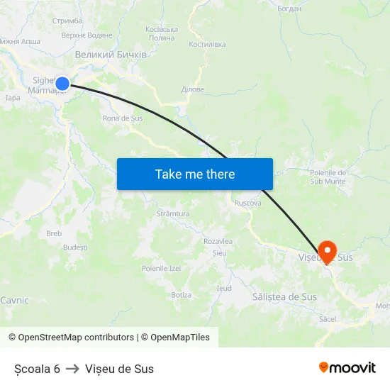 Școala 6 to Vișeu de Sus map
