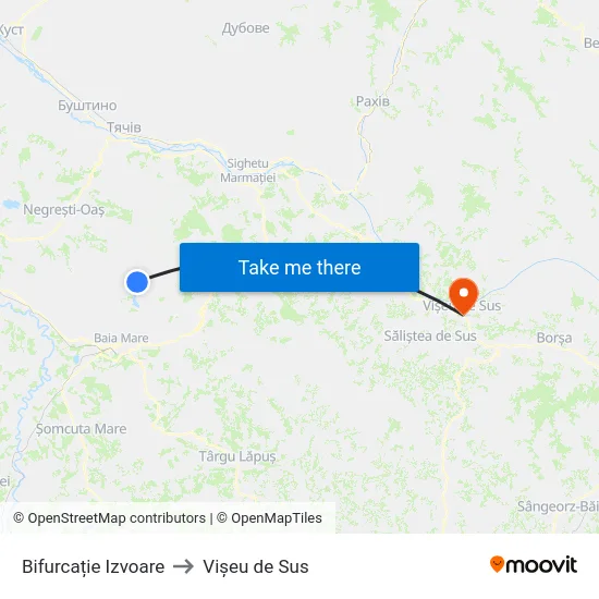 Bifurcație Izvoare to Vișeu de Sus map