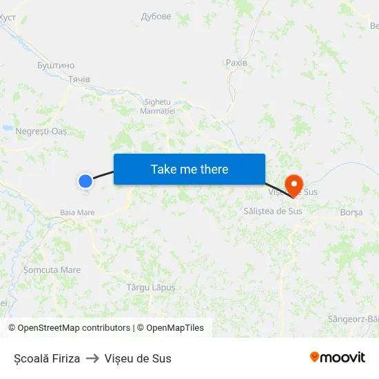 Școală Firiza to Vișeu de Sus map