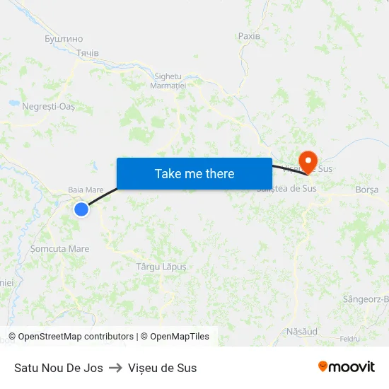 Satu Nou De Jos to Vișeu de Sus map