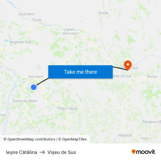 Ieșire Cătălina to Vișeu de Sus map