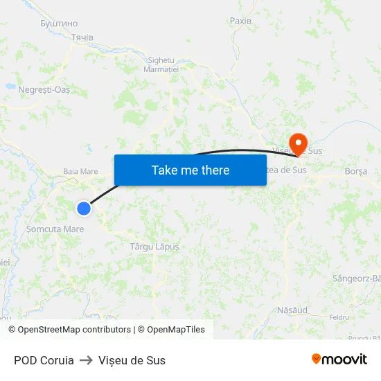 POD Coruia to Vișeu de Sus map