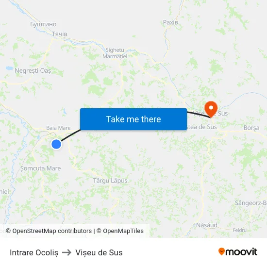 Intrare Ocoliș to Vișeu de Sus map