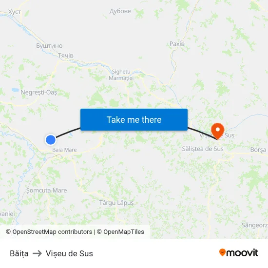 Băița to Vișeu de Sus map