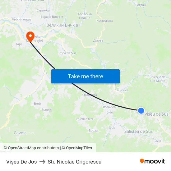 Vișeu De Jos to Str. Nicolae Grigorescu map