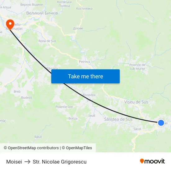 Moisei to Str. Nicolae Grigorescu map