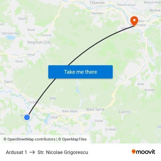 Ardusat 1 to Str. Nicolae Grigorescu map
