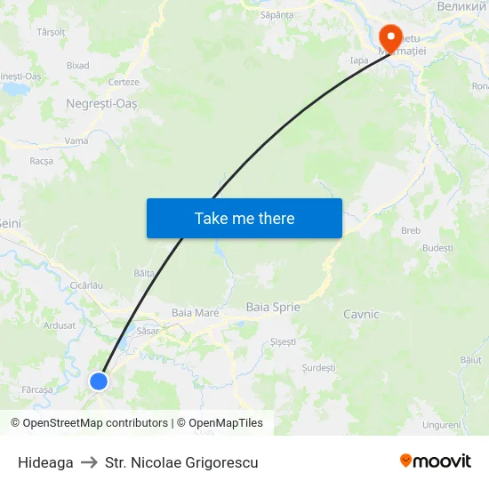Hideaga to Str. Nicolae Grigorescu map