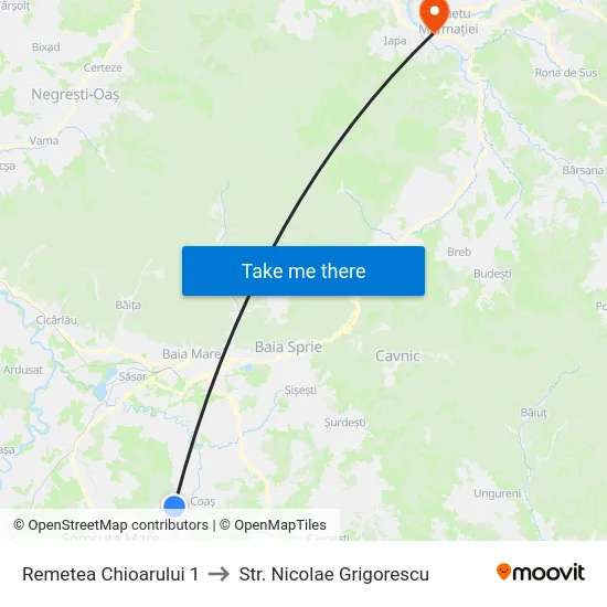 Remetea Chioarului 1 to Str. Nicolae Grigorescu map
