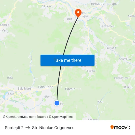 Surdești 2 to Str. Nicolae Grigorescu map