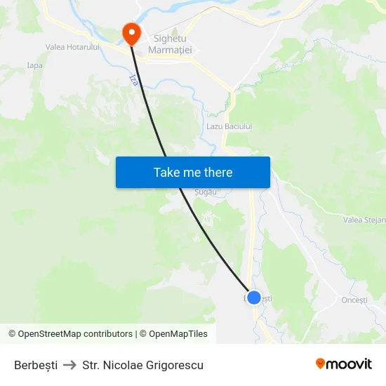 Berbești to Str. Nicolae Grigorescu map