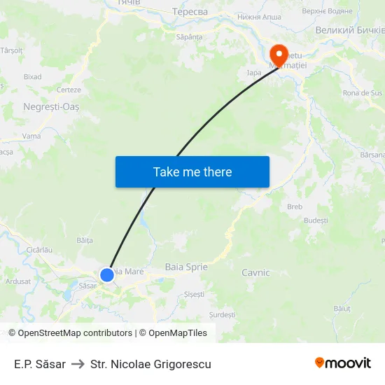 E.P. Săsar to Str. Nicolae Grigorescu map