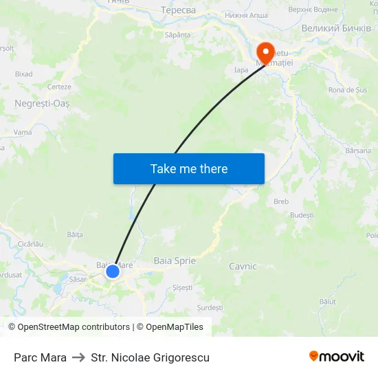 Parc Mara to Str. Nicolae Grigorescu map