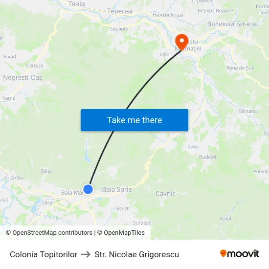 Colonia Topitorilor to Str. Nicolae Grigorescu map