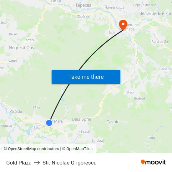 Gold Plaza to Str. Nicolae Grigorescu map