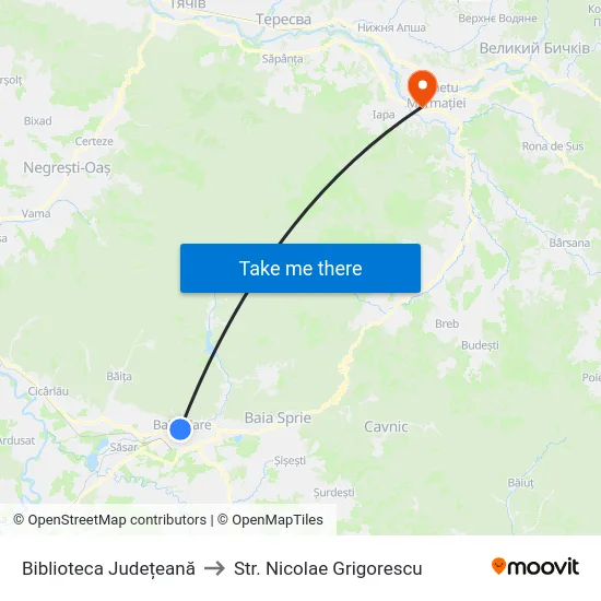 Biblioteca Județeană to Str. Nicolae Grigorescu map