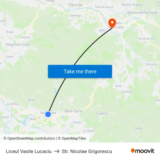 Liceul Vasile Lucaciu to Str. Nicolae Grigorescu map