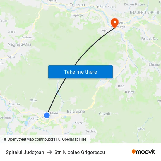 Spitalul Județean to Str. Nicolae Grigorescu map