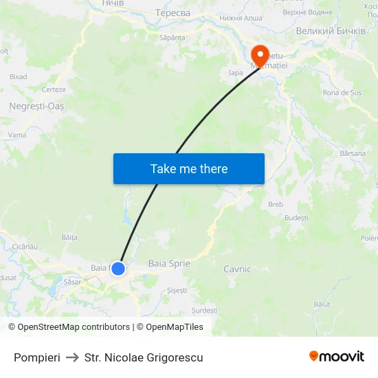 Pompieri to Str. Nicolae Grigorescu map