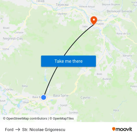 Ford to Str. Nicolae Grigorescu map
