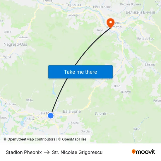 Stadion Pheonix to Str. Nicolae Grigorescu map