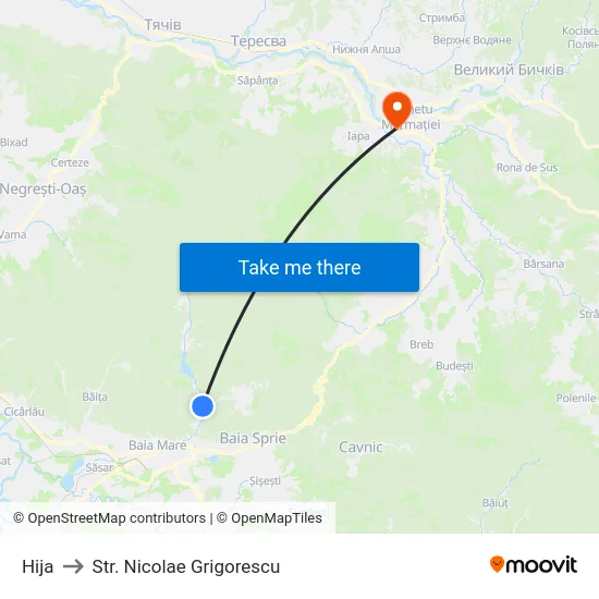 Hija to Str. Nicolae Grigorescu map