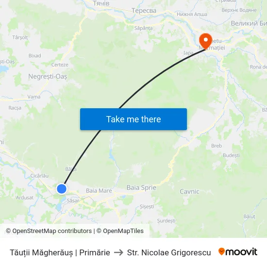 Tăuții Măgherăuș | Primărie to Str. Nicolae Grigorescu map