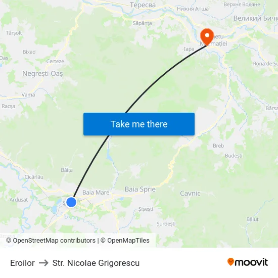 Eroilor to Str. Nicolae Grigorescu map